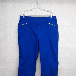 Chico's Bright Blue Ankle Pants with Zipper Details